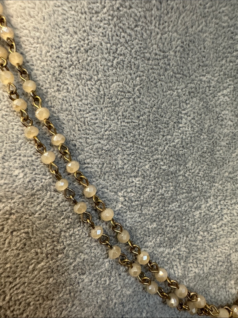 PRICE FIRM Marlyn Schiff Gold Tone & Gray Double Strand Beaded Necklace - Picture 4 of 5